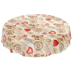ANRO Tischdecke Wachstuchtischdecke Gartentischdecke Wachstischdecke (Einzelstück 1-tlg), Glatt Rund 140cm wasserabweisend rot Rund | Ø 140 cm x 140 cm x 140 cm x 0.25 mm