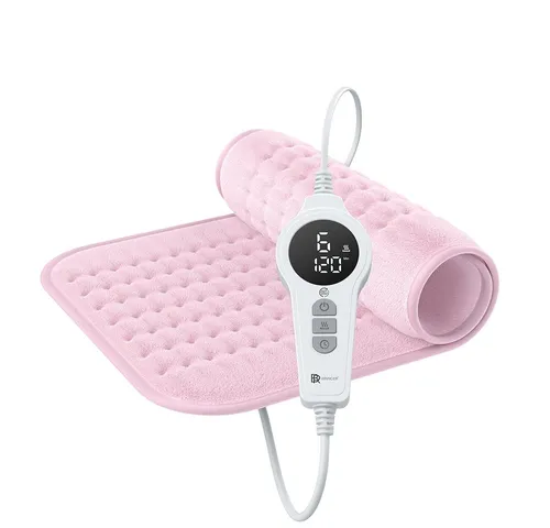 Bringer Heizkissen - Infrarot Wärmekissen mit Tiefenwärme, Rosa - Lichttherapiegerät mit extra weichem Flanell, maschinenwaschbar und Überhitzungsschutz. Ideal für entspannende Wärmebehandlungen, 6 Temperaturstufen und automatische Abschaltung.