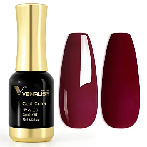 VENALISA UV Nagellack Gellack Weinrot farben,Gel Nail Polish Soak Off Nägel Farbgel Kit Wind Red Gel Nagellack für Nageldesign Maniküre 12ml