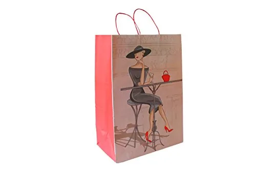 Papiertragetaschen mit roter Kordel Elegance 32 + 17 x 44 cm (25 Stück)