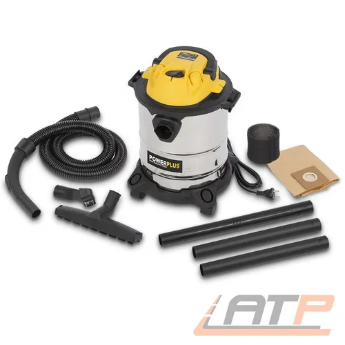 POWERPLUS Nass-/Trockensauger 15 L 1000 W - Nass- & Trockensauger mit 15 L Kapazität, 1000 W Leistung und beutellosem Betrieb - ideal für vielseitige Reinigungsaufgaben im Haushalt und Industrie.