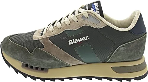 Blauer Ryder grüne Lederschuhe für Herren (44) - Sneaker mit urbanem Stil, abgerundeter Spitze und flacher Sohle für maximalen Komfort. Perfekt für lässige Looks und individuelle Passform dank Schnürverschluss.