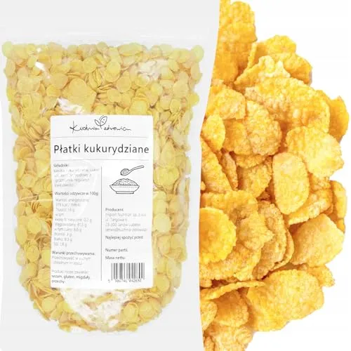 Cornflakes 500 g knusprige Maisflocken – KUCHNIA ZDROWIA | Vielseitige Grundlage für Frühstück, Milch, Joghurt, Desserts und Snackmischungen – praktisch für Küche und Vorrat
