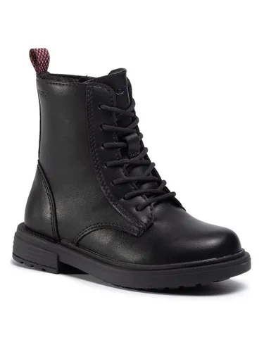 Geox Mädchen J Eclair pige D Stiefeletten, Schwarz, 27 EU - Wanderschuhe mit atmungsaktiver Sohle für optimalen Tragekomfort und Wohlbefinden. Leichter Einstieg und verstellbare Passform durch Klettverschluss und elastische Schnürsenkel.