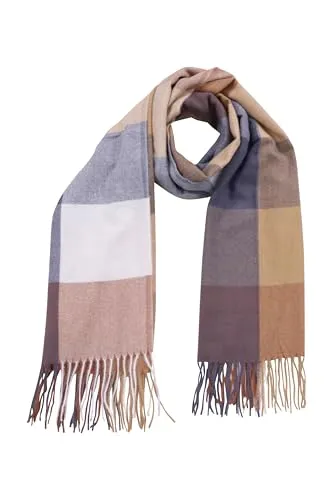 malito - Damen Modeschal - weicher XXL Viskosemix Schal - Winterschal Karo-Design modern & lang - Pashmina Stola Kaschmir S602 - (Beige kariert)