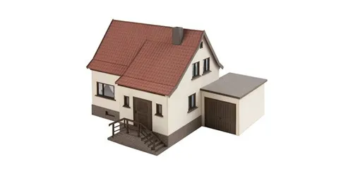 Noch H0 66606 Siedlungshaus mit Garage Bausatz - Bausatz für ein mehrfarbiges Siedlungshaus im Maßstab 1:87, inklusive Garage. Ideal für die Gestaltung von Modelllandschaften in der Spur H0.