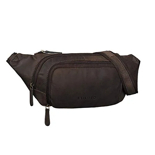 STILORD 'Luke' Bauchtasche aus Leder - Vintage Gürteltasche für Herren und Damen - Mode-Hüfttaschen | Hochwertige Bauchtasche aus robustem Büffelleder mit stilvollem Vintage Design, ideal für Reisen, Festivals und Freizeitaktivitäten. Vier Reißverschlussfächer bieten optimalen Stauraum.