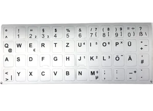 Kompatibel mit Notebook Asus DEUTSCHE Tastaturaufkleber- Silber MATT 48 Tasten 1,1 cm x 1,3 cm Tastatur Aufkleber Selbstkleben
