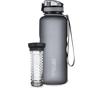 720DGREE Trinkflasche uberBottle Stone Gray, 1,5 Liter, Kunststoff, grau, mit Fruchteinsatz