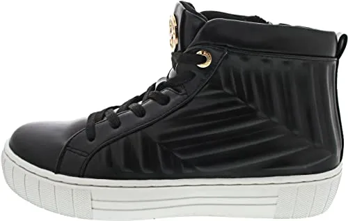 Dockers by Gerli 51JE204610100 - Stylische Damen High-Top Sneaker Schwarz - Sneaker aus Kunstleder mit Fischgrätenprägung, gepolstertem Schaftrand und bequemem Fleece-Innenfutter. Ideal für trendbewusste Damen, die Komfort und Style suchen.