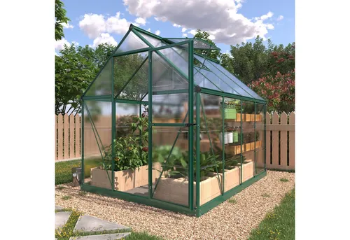 KONIFERA Gewächshaus Sunny 182 x 241 x 208 cm - Gewächshaus mit 7 mm Wandstärke, ideal für Hobbygärtner. Mit Schwingtür und Regenrinne für optimale Pflanzenpflege.