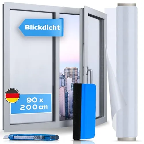 WindowShield Milchglasfolie - Selbstklebend für Fenster - Fensterfolien für Sichtschutz, statisch haftend und leicht zu montieren. Genießen Sie Privatsphäre bei Tageslicht ohne fremde Blicke. Ideal für Bad, Büro und Wohnzimmer.