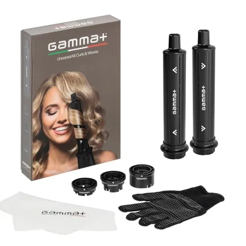 Gamma+ Lockenaufsatz-Set Curls & Waves - Lockenstäbe mit 2 selbstaufrollenden Zylindern für müheloses Styling. Die innovative 3D Airflow Technologie sorgt für gesundes, glänzendes Haar und perfekte Ergebnisse in kürzester Zeit.