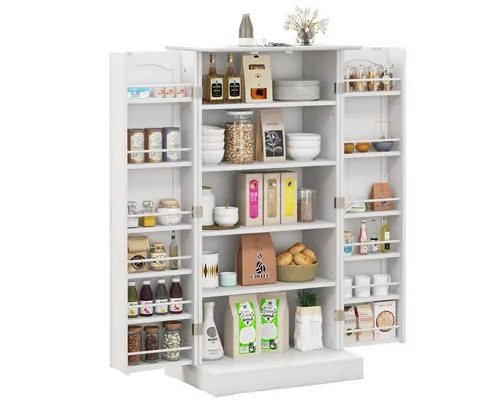 COSTWAY 120,5 cm Küchenschrank - Moderner Buffetschrank mit Kippschutz - Küchenunterschrank mit großzügigem Stauraum und 17 Regalen. Verstellbare Regale für individuelle Nutzung, modernes Design und sichere Kippsicherung bieten Stabilität und Stil in Ihrer Küche.