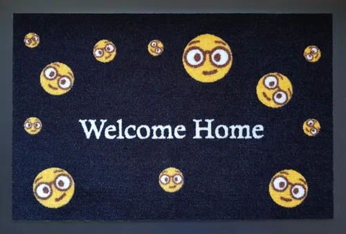Fußmatte Bodenmatte Smiley Emoji  Wohnung Home Fußabtreter  40 x 60 cm schwarz