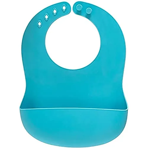 Reer Eat’n Tidy Silikon-Lätzchen, Baby Lätzchen mit Auffangschale, Spülmaschinen-geeignet, mitwachsend, blau 25033