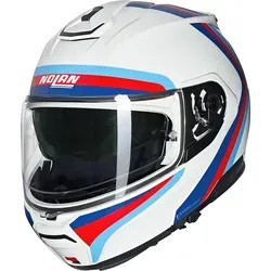 Nolan N100-6 Assoluto 347 Klapphelm - Weiß/Rot/Blau/Hellblau - M - Motorradhelm mit modularem Design, bietet offenen Komfort und sicheren Schutz. Ideal für Kommunikation und Abenteuer mit N-Com Integration. Genießen Sie maximale Sicht und Belüftung auf jeder Fahrt!