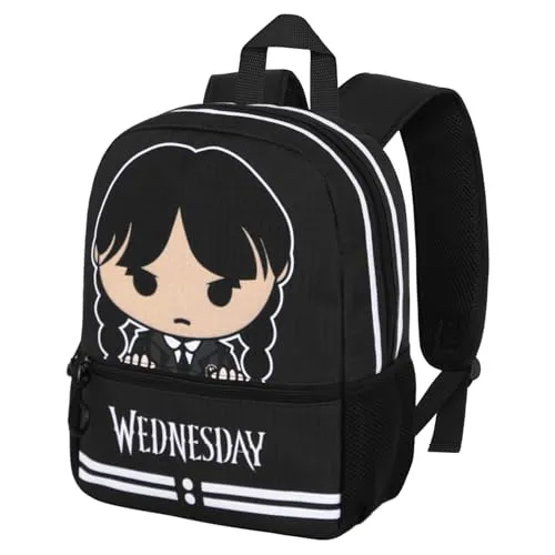 Kinderrucksack Wednesday - 31x26x11 cm, stilvoller schwarzer Rucksack für Kinder mit durchdachtem Design