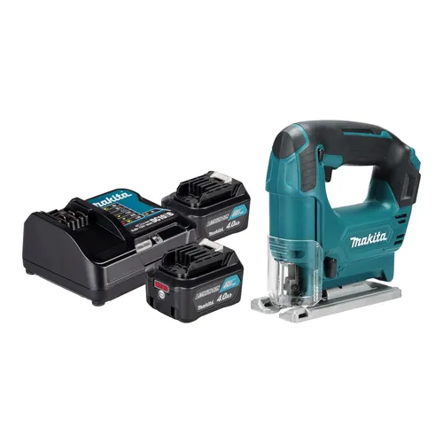 Makita JV 101 DSM Akku Stichsäge 12 V mit 2 Akkus und Ladegerät - Sägen: Leistungsstarke Akku-Stichsäge mit 12 V, inklusive 2x 4,0 Ah Lithium-Ionen-Akkus und Ladegerät für maximale Flexibilität beim Arbeiten.