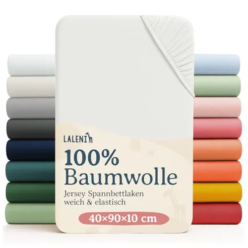 Laleni Oeko-TEX zertifiziertes Spannbettlaken 40x90 cm - Baumwollbezug für Babywagen