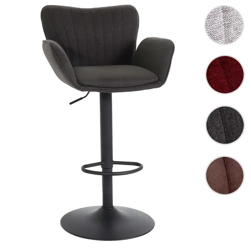 Barhocker HWC-M67, Drehstuhl mit Armlehne und Fußablage - Barmöbel, 360° drehbar und stufenlos höhenverstellbar für individuellen Sitzkomfort. FSC-zertifiziert und mit bequemer Polsterung für entspanntes Sitzen.
