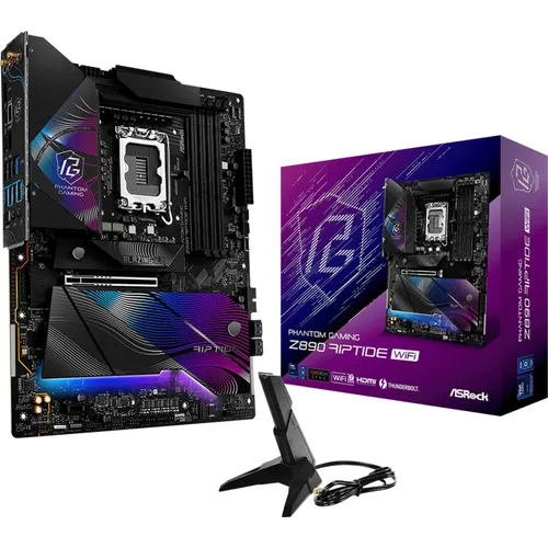 ASRock Phantom Gaming Z890 Riptide WiFi Mainboard - Intel Z890 Chipsatz, 4x DDR5 Speicherunterstützung und ATX Formfaktor für Gaming-Performance