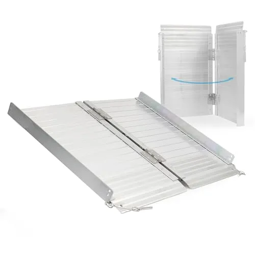 Aluminium Rollstuhlrampe klappbar 92cm, rutschfest von Wiltec