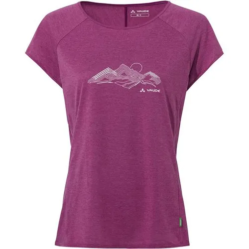 Vaude Women's Tekoa T-Shirt II - Funktionsshirt Gr 38 lila - Bequemes Funktionsshirt in Lila, ideal für Alltag und Bergsport. Hergestellt aus 75% recyceltem Polyester und 25% Lyocell für besten Tragekomfort und Nachhaltigkeit.