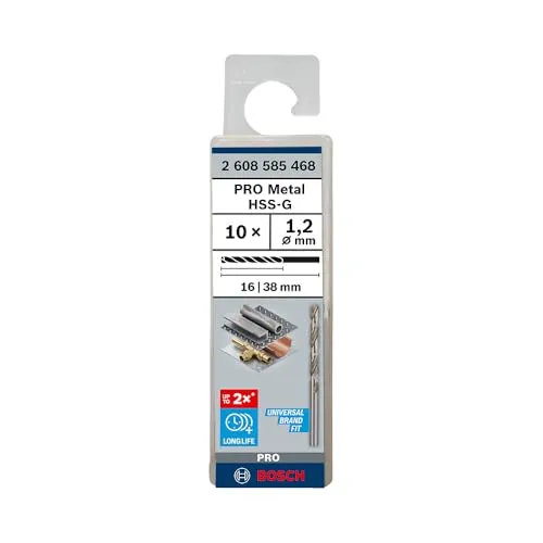 Bosch Accessories 2608585468 HSS Metall-Spiralbohrer 1.2mm Gesamtlänge 38mm geschliffen DIN 338 Zylinderschaft 10St.