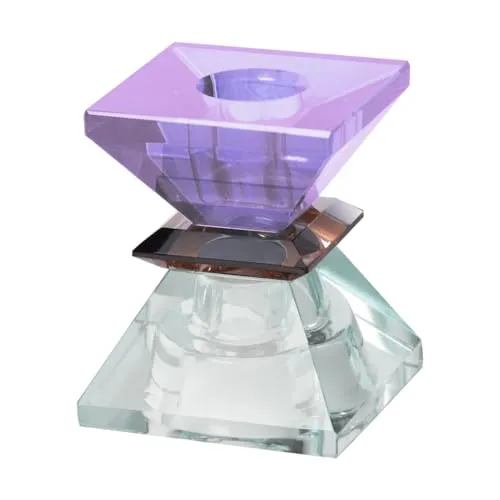 Kristallhalter | Kerzenhalter Form: Sanduhr (Hellminze, Dunkelbraun, Violett)