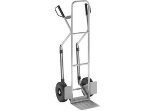 eurokraft pro Sackkarre aus Aluminium, Modell XL: große Schaufel und Gleitkufen, mit klappbarer Schaufel