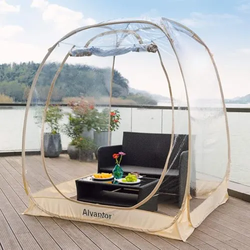 Alvantor Pop-Up-Bubble-Zelt, Instant Iglu-Zelt für 2 bis 3 Personen, Sichtschutzhaus für Terrasse, großer übergroßer Wetterschutz, Kälteschutz Campingzelt, 1,8 x 1,8 m, Beige
