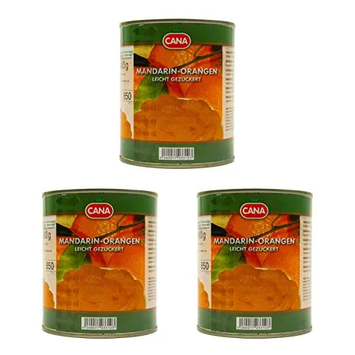 Food-United türkische Mandarin-Orangen geschält ohne Kerne leicht gezuckert in Sirup 3 Dosen Füllm 800g ATG 480g Ring-Pull-Verschluss intensiv komplexes Aroma gleichmäßige ganze Segmente (3 Dosen)