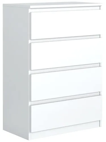 Meble Masztalerz Kommode Weiss Matt mit 4 Schubladen - Kommode & Sideboard, modernes Design mit 4 grifflosen Schubladen für einfachen Zugriff und optimale Raumnutzung, ideal für Wohnzimmer und Schlafzimmer.