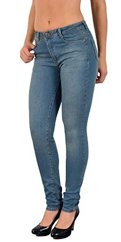ESRA Damen Jeans Jeanshose Damen Skinny High Waist Hochbund Stretch Hose bis Übergröße S700