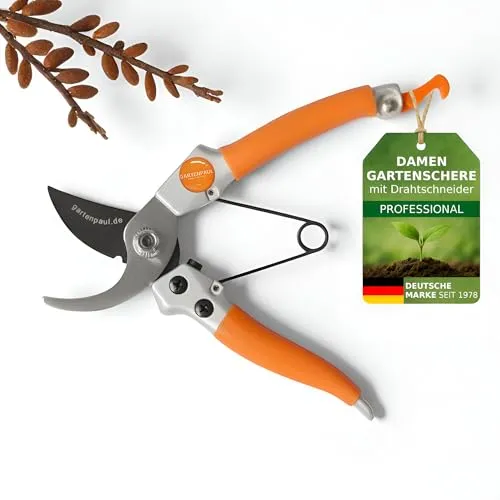 Gartenpaul Bypass Gartenschere Lady - Baumscheren & Gartenscheren, ausgezeichnet mit Note 1,4 und ideal zum Schneiden von Blumen und Zierpflanzen. Leicht und handlich mit integriertem Drahtschneider.