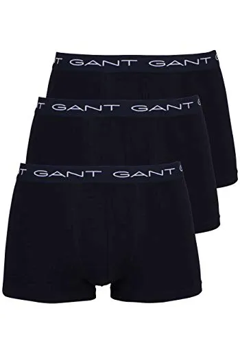 Gant 3P Essential Basic CS Trunks Schwarz - Herrenunterhosen aus 95 % Baumwolle und 5 % Elasthan für maximalen Komfort und perfekte Passform. Stilvolles Design mit elastischem Bund und Gant-Logo, ideal für jeden Anlass.
