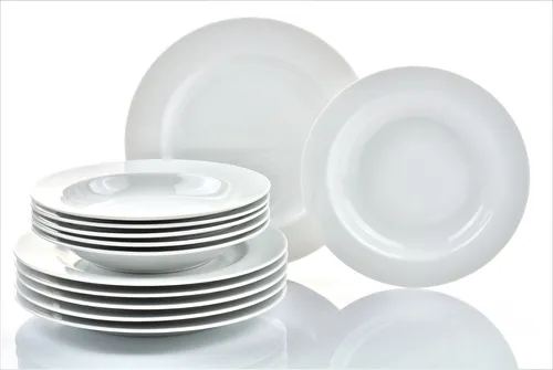 Retsch Arzberg Tafelservice HEIKE WEISS 12-teilig - Hochwertiges Porzellan Geschirr-Set für 6 Personen, spülmaschinenfest und mikrowellengeeignet - ideal für jeden Anlass und zeitlos im Design.