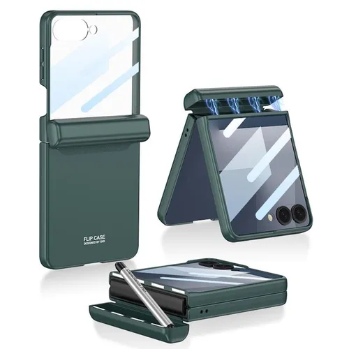 Für Samsung Galaxy Z Flip7 GKK Integrierte Hülle mit Stiftfach + Stift D- Grün