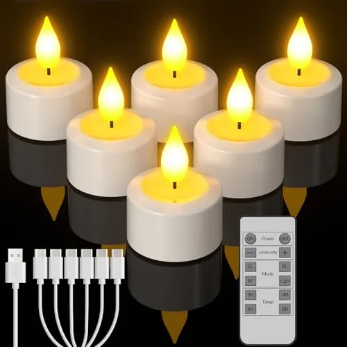 Yme LED Teelichter Wiederaufladbar mit Timer