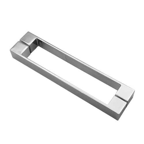 Robuster Chrom-Duschtürgriff, quadratisch, 190 mm Loch zu Lochmitte, 225 mm lang, strapazierfähig, 1 Duschtürgriff, geeignet für Duschabtrennung, Duschraum, Duschkabine
