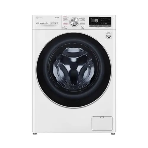 LG Waschtrockner V7WD107H2E, 10,5 kg, 7 kg, TurboWash® - Waschtrockner mit 10,5 kg Waschen und TurboWash® für schnelles Waschen in nur 39 Minuten – perfekt für moderne Haushalte.