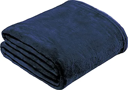 REDBEST Microfaserdecke Amarillo, Fleece-Wohndecke, Sofadecke dunkelblau Größe 130x180 cm - kuscheliger Teddyfleece, extra weich warm, pflegeleicht, waschbar