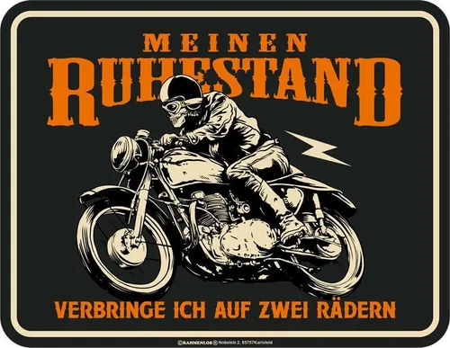 Blechschild 17 x 22, Meinen Ruhestand verbringe ich auf , RAHMENLOS® Art. 3963