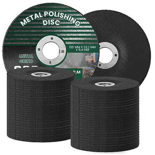 50x Schruppscheiben Schleifscheiben Schleifrad für Metall Stahl 125mm Schleifstein 22,2 x 6,4 mm Winkelschleifer Reinigen Entlacken Scheibe Schleifmopteller Korund Schleifen Schruppen