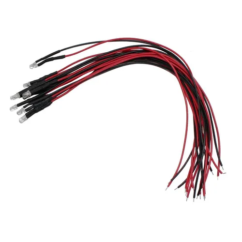 10x Superhelle LEDs 3mm Kalt Weiß 6000K für 5V 20cm Kabel 4000…6000mcd 30°