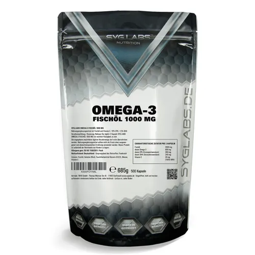 Omega 3 Kapseln 1000 mg - 500 Gel Kapseln Fischöl Omega 3 1000mg Beste Qualität