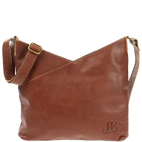 LECONI Umhängetasche LE0065 - Elegante Ledertasche für Damen - Umhängetasche aus weichem Büffelleder mit praktischem Reißverschluss und verstellbarem Trageriemen - ideal für stilvolle Auftritte.
