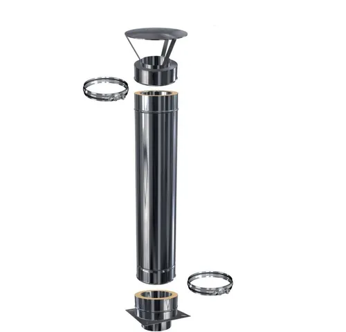 Schornsteinverlängerung doppelwandig DW 150 - 0,5 m - Hochwertige Schornsteinverlängerung aus Edelstahl, rußbrandbeständig und feuchteunempfindlich. Ideal für eine einfache Selbstmontage und hohe Betriebstemperaturen bis 600°C.