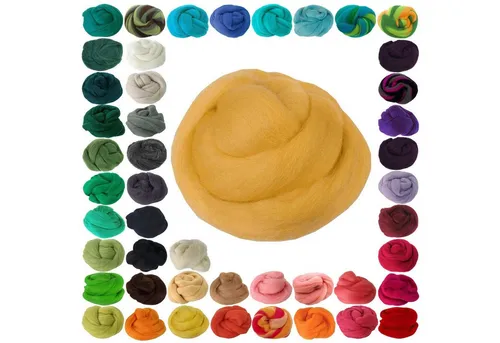 maDDma 25g Filzwolle / Märchenwolle, Nass- u. Trockenfilzen, Farbwahl Bastelgarn, gelb